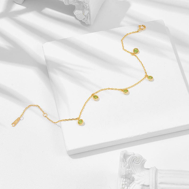 Japanese Retro Luxury S925 Silver Green Olive Bracelet - Trendha