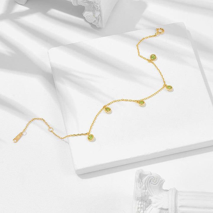 Japanese Retro Luxury S925 Silver Green Olive Bracelet - Trendha