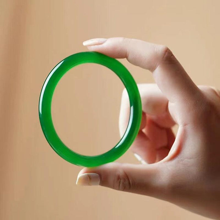 Jingle Bangle Female Natural Agate Chalcedony Bracelet Green Ice Seed Jade - Trendha