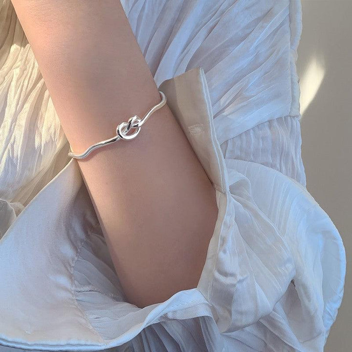 Knotted Heart Wave S925 Sterling Silver Bracelet - Trendha