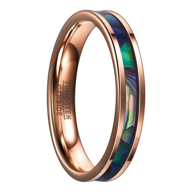 Men's And Women's Fashion Rose Gold Plated Inlaid Abalone Shell Ring - Trendha