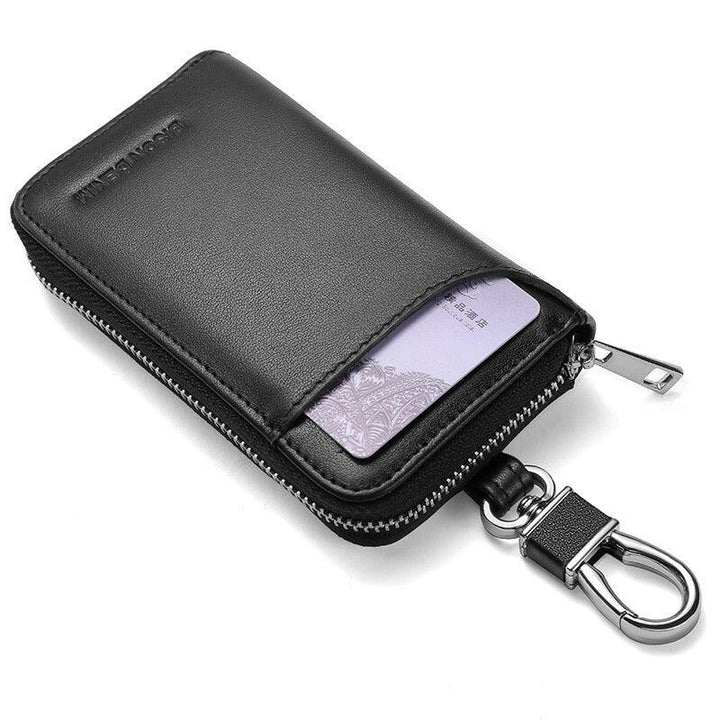 Men's Large-capacity Zipper Real Cowhide Card Case - Trendha