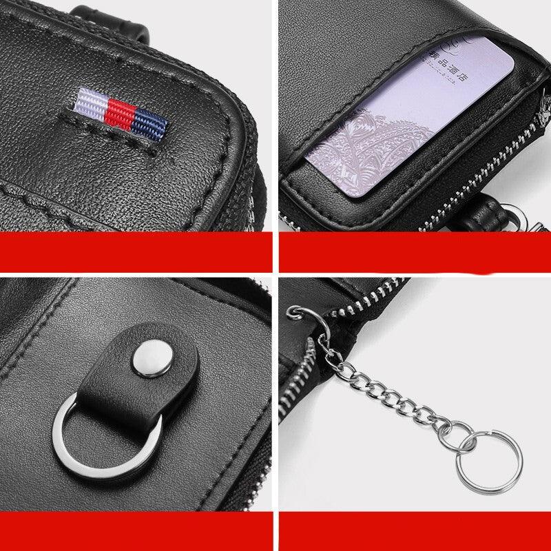 Men's Large-capacity Zipper Real Cowhide Card Case - Trendha