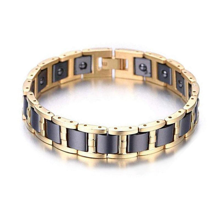Men's Titanium Steel Magnet Bracelet Splendid Trendy Hexagonal Magnet Inlaid Four-in-one Element Energy Bracelet - Trendha