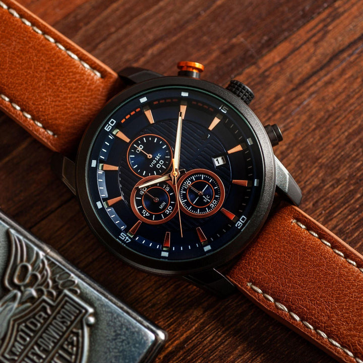 Multifunctional Leather Sports Quartz Watch - Trendha
