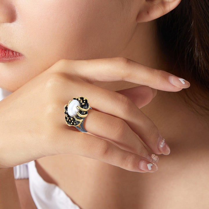 Natural Baroque Shaped Pearl Ring - Trendha