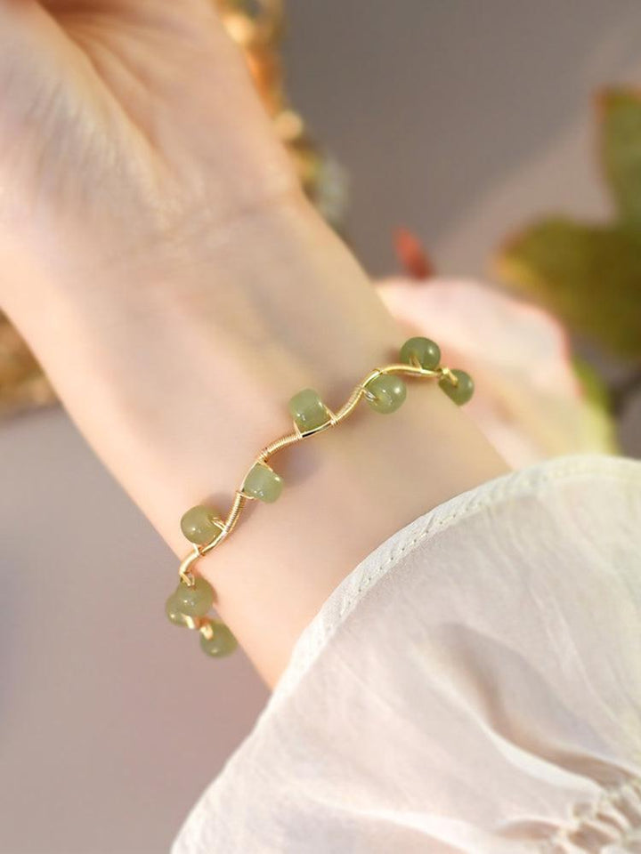 Natural Hetian Jade Bracelet Waves - Trendha