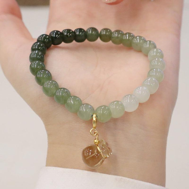 Natural Hotan Qingshui Gradual Change Jade Barrel Bead Bracelet - Trendha
