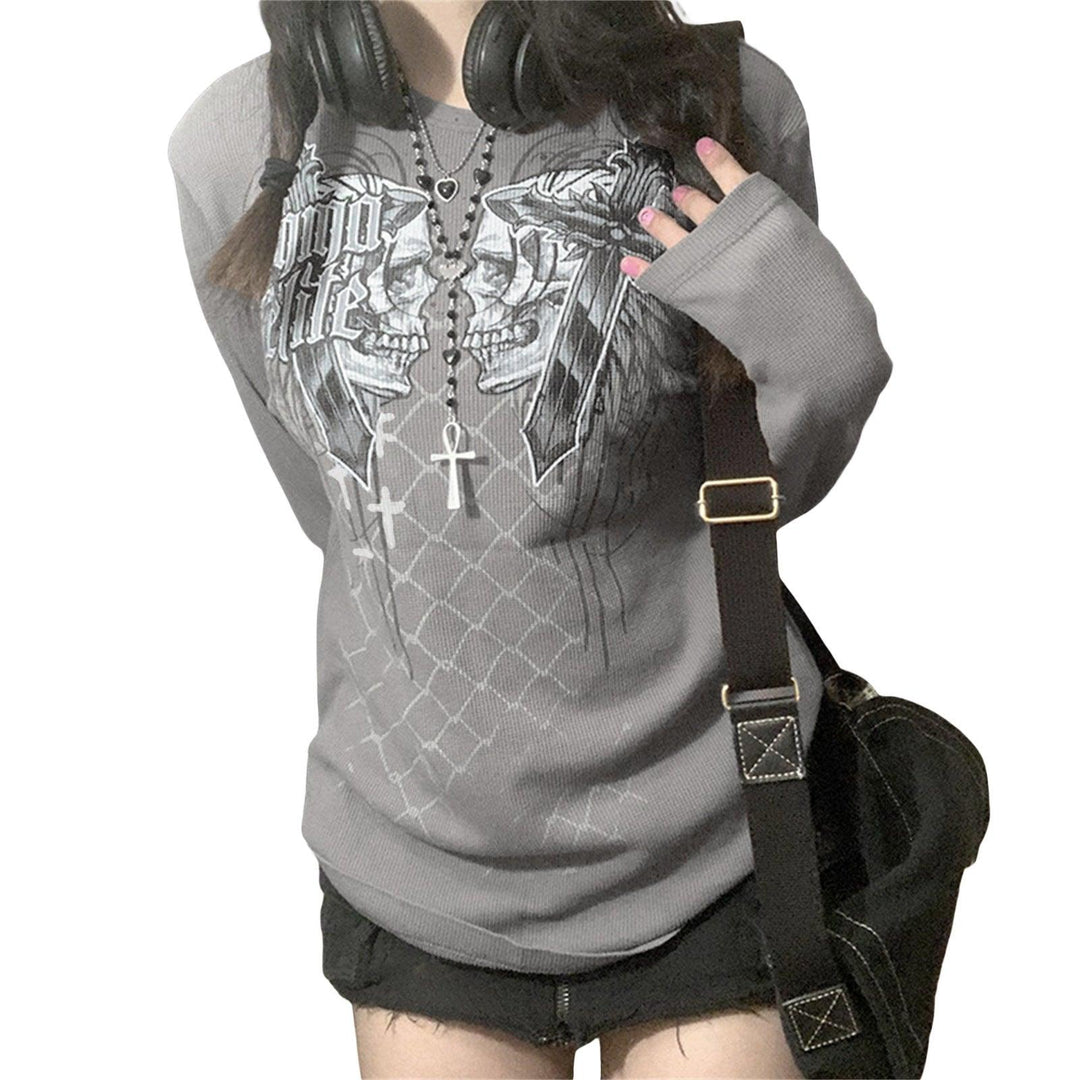 New Casual Halloween Skull Print Pullover For Women - Trendha