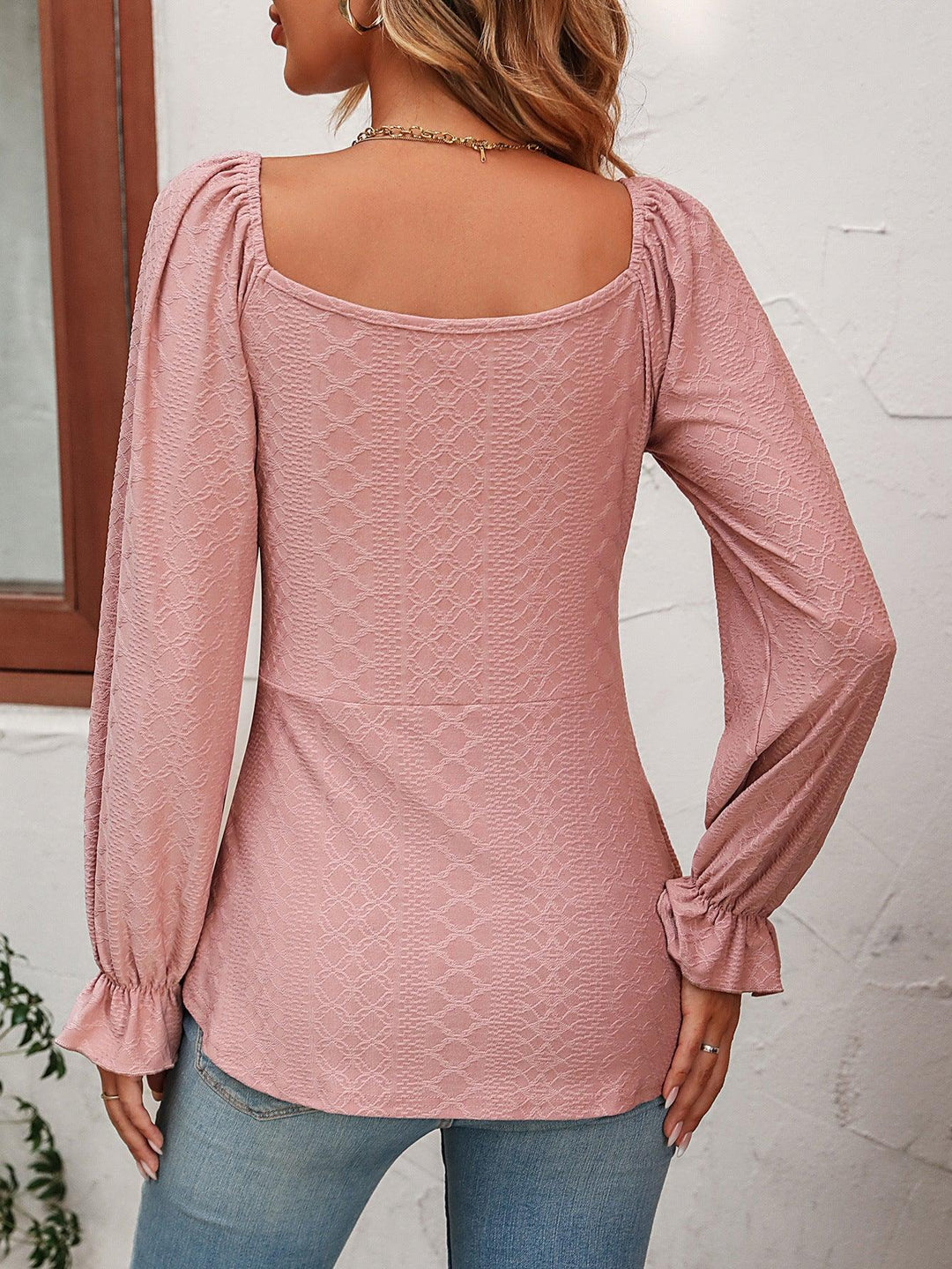 New European And American V-neck Drawstring Waist Sexy Long Sleeve Solid Color T-shirt - Trendha