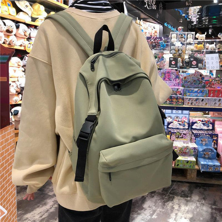 New Japanese And Korean Early High School Student Bag Nylon Solid Color Waterproof Lightweight Backpack College Students Couple Backpack - Trendha