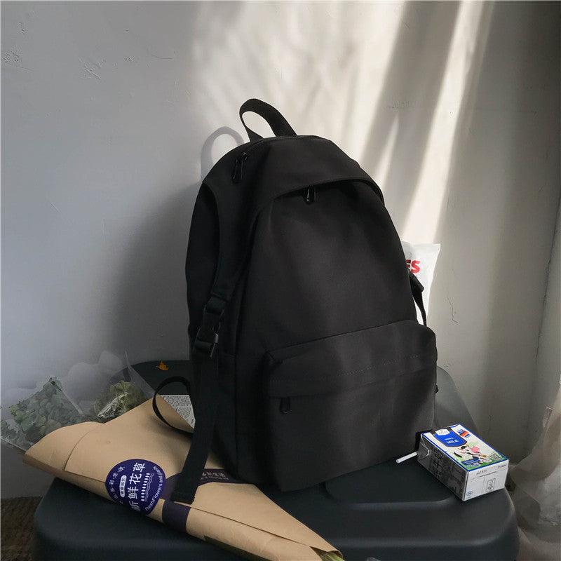 New Japanese And Korean Early High School Student Bag Nylon Solid Color Waterproof Lightweight Backpack College Students Couple Backpack - Trendha