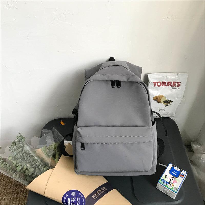 New Japanese And Korean Early High School Student Bag Nylon Solid Color Waterproof Lightweight Backpack College Students Couple Backpack - Trendha
