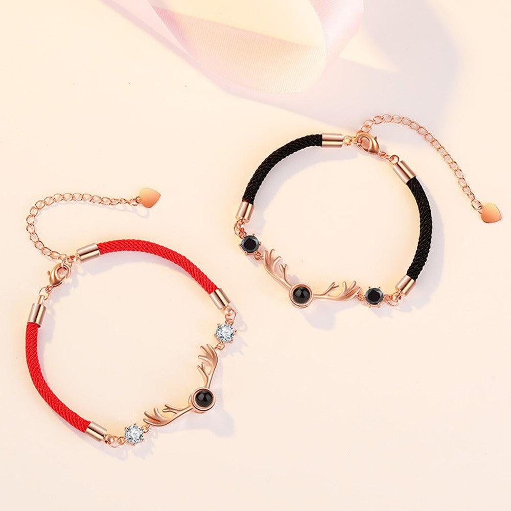 One Deer Has You Projection Couple Bracelet In 100 Languages - Trendha