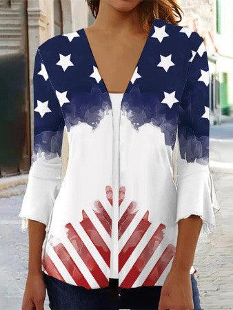 Printed Quarter Sleeved Cardigan Knit - Trendha