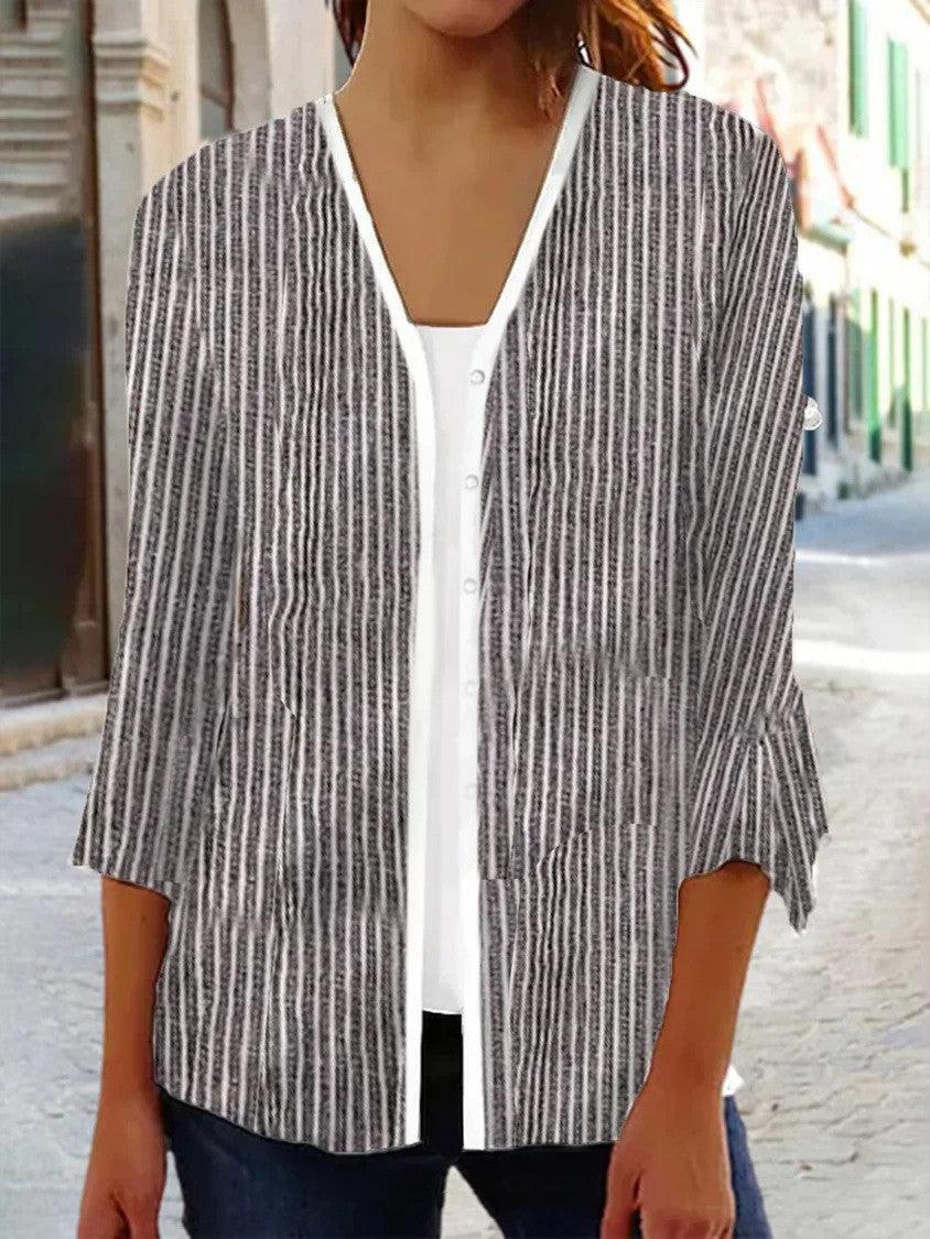 Printed Quarter Sleeved Cardigan Knit - Trendha