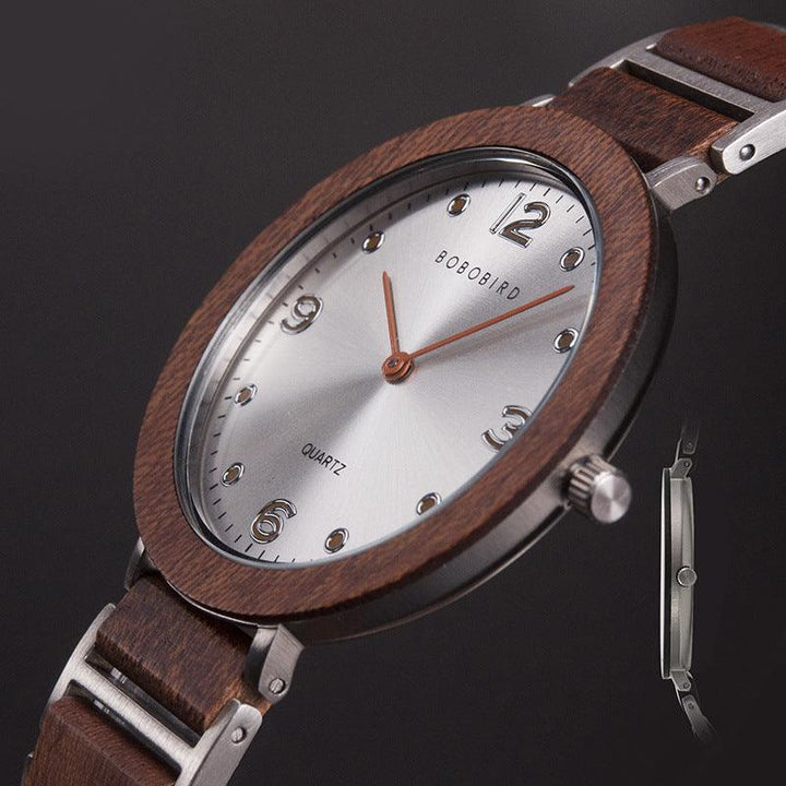 Quartz Wood Watch Waterproof Stainless Steel Casual Watch - Trendha