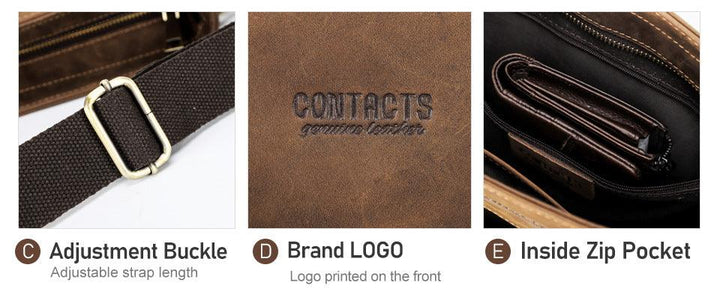 Retro Crazy Horse Leather Trend Men's One Shoulder - Trendha