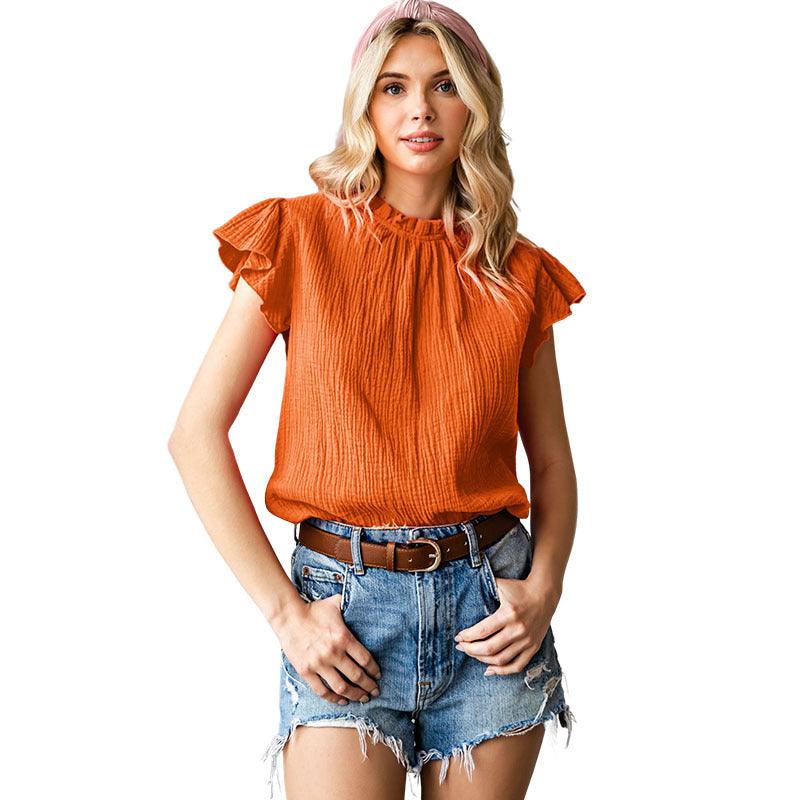 Rose Sleeved Round Neck Women's Top Shirt - Trendha