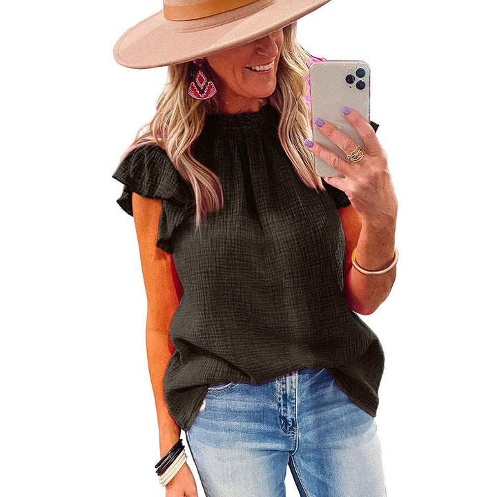 Rose Sleeved Round Neck Women's Top Shirt - Trendha