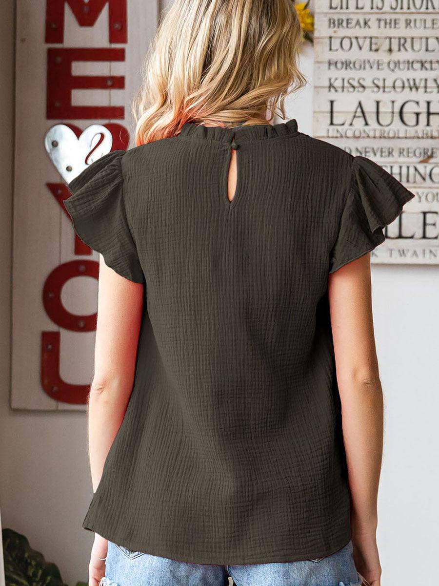 Rose Sleeved Round Neck Women's Top Shirt - Trendha