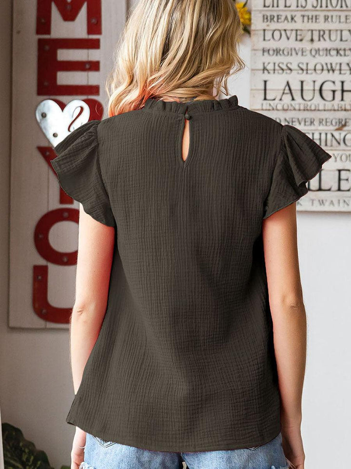 Rose Sleeved Round Neck Women's Top Shirt - Trendha