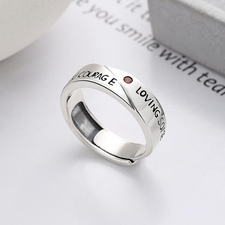 S925 Silver Fashion Simple Style English Letters Artistic Temperament Ring - Trendha