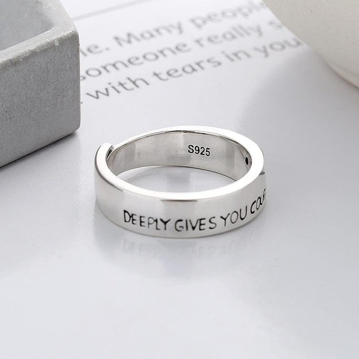 S925 Silver Fashion Simple Style English Letters Artistic Temperament Ring - Trendha