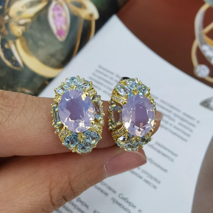 S925 Silver Plating Two-tone Inlaid Lavender Ring - Trendha