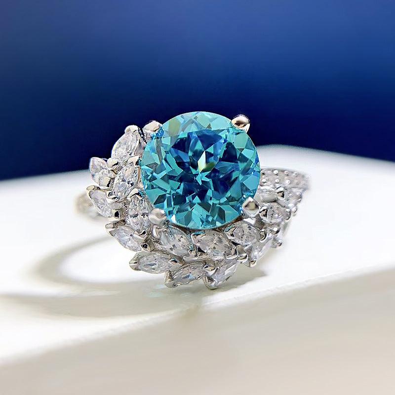 S925 Silver Round Rhinestone Ring - Trendha