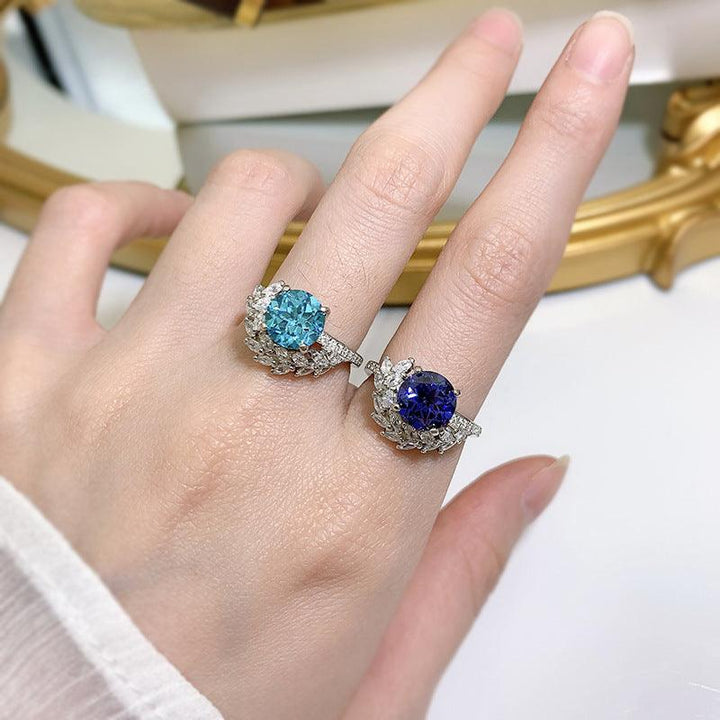 S925 Silver Round Rhinestone Ring - Trendha