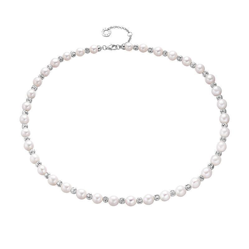 S925 Sterling Silver Baroque Pearl Necklace Female - Trendha