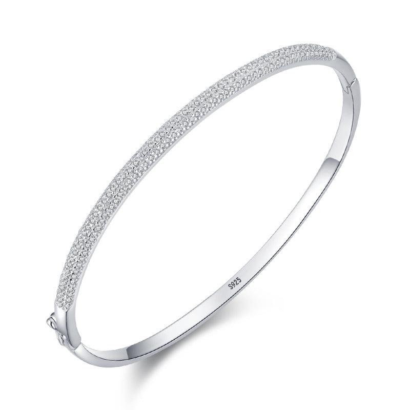 S925 Sterling Silver Bracelet Female Opening Oval - Trendha