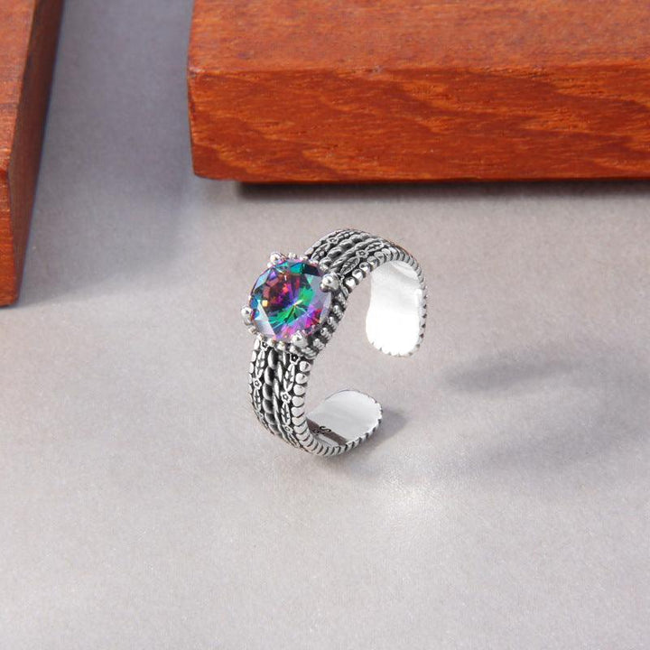 S925 Sterling Silver Colorful Purple Zircon Ring - Trendha