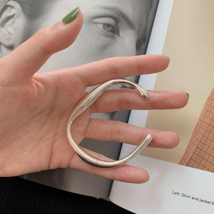 S925 Sterling Silver Irregular Flow Square Bracelet - Trendha