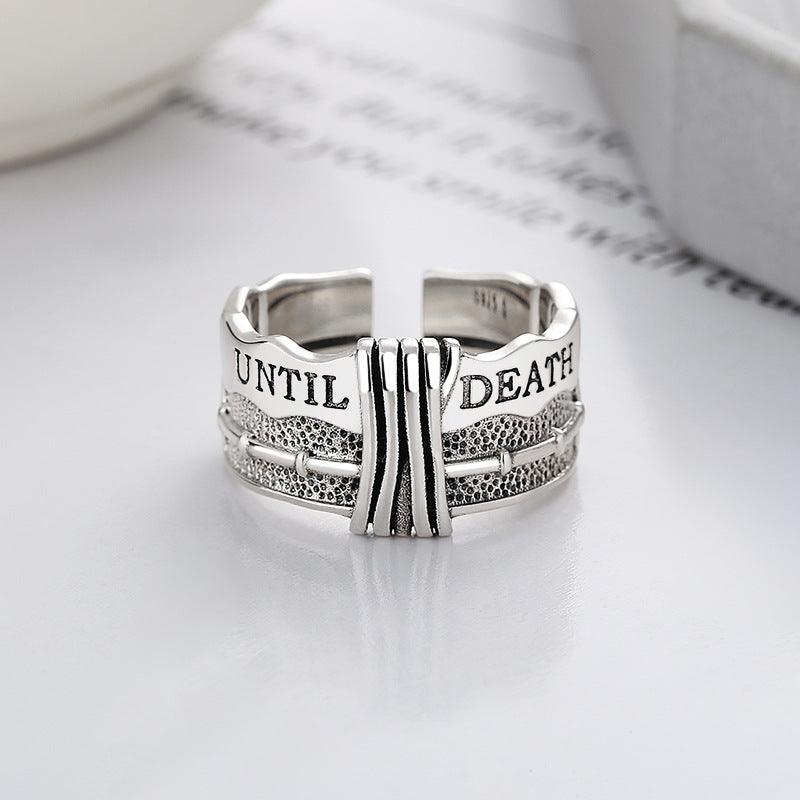 S925 Sterling Silver Retro Distressed Ring - Trendha