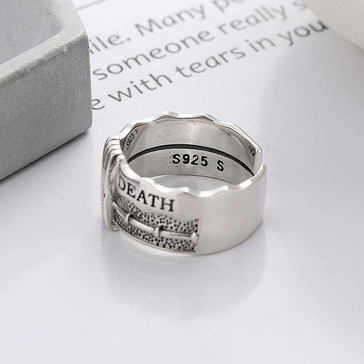 S925 Sterling Silver Retro Distressed Ring - Trendha