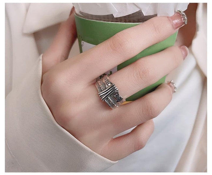 S925 Sterling Silver Retro Distressed Ring - Trendha