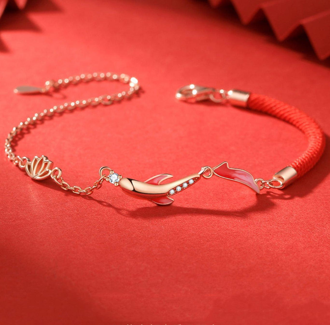 Shore Koi Lucky Red Rope Bracelet - Trendha