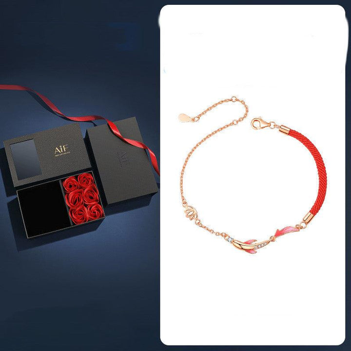 Shore Koi Lucky Red Rope Bracelet - Trendha