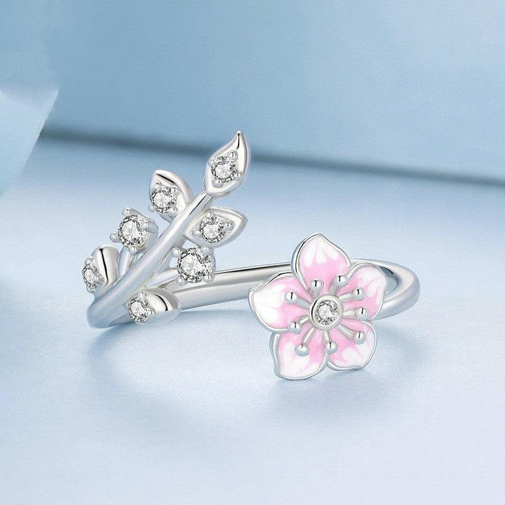 Silver Charm Gradual Pink Flower Ring - Trendha