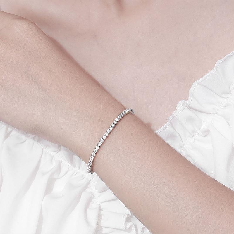Simple Sterling Silver Bracelet Full Of Diamond Girl Girlfriends Birthday Gift - Trendha