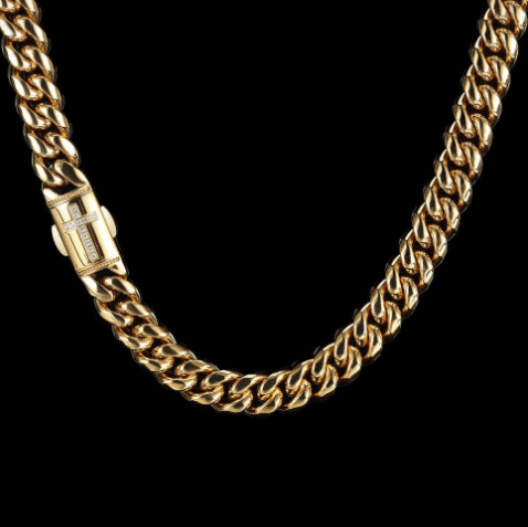 Stainless Steel Cuban Chain Micro Set Zircon Spring Snap Bracelet - Trendha