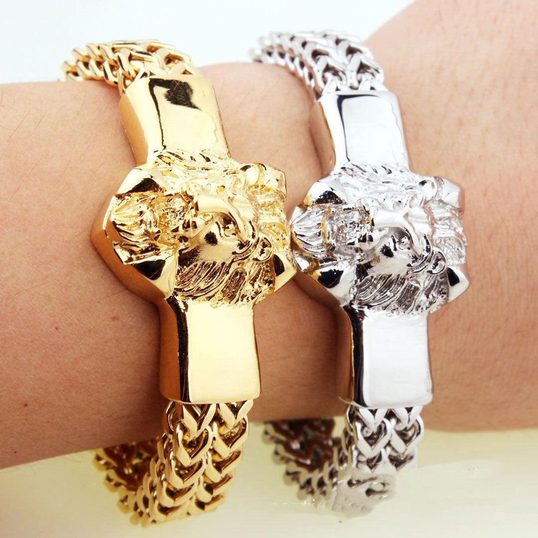 Stainless Steel Titanium Personality Twist Lion Head Bracelet - Trendha