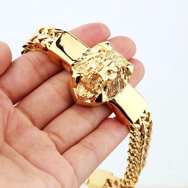 Stainless Steel Titanium Personality Twist Lion Head Bracelet - Trendha
