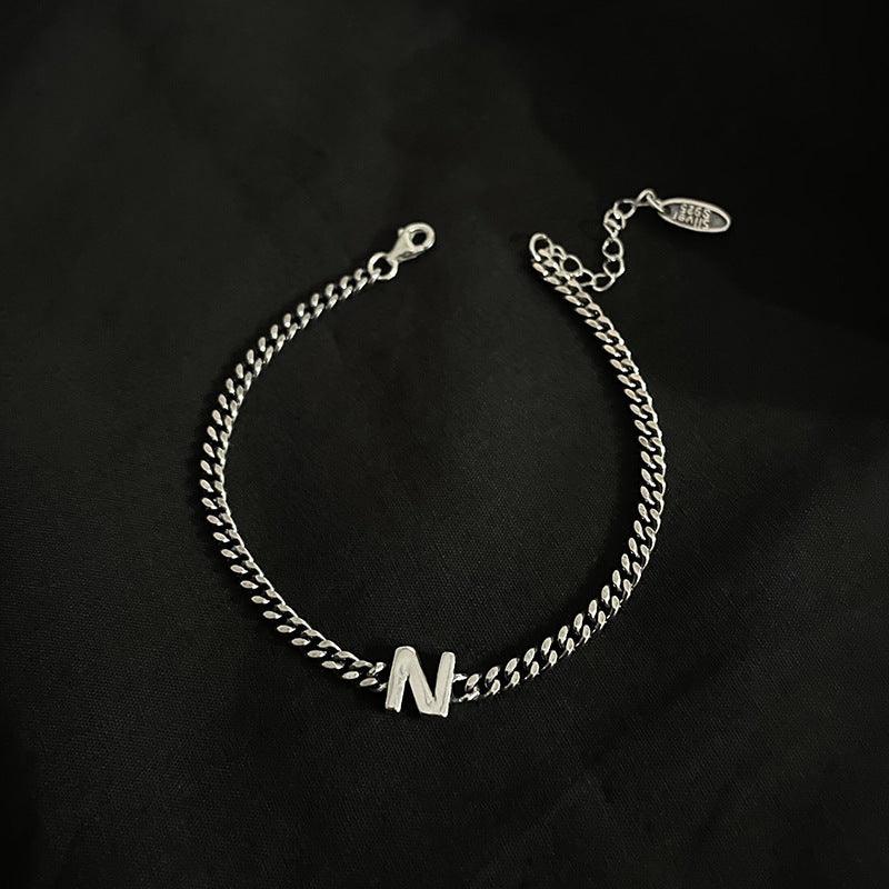 Sterling Silver 26 English Letter Bracelet Female Minority - Trendha