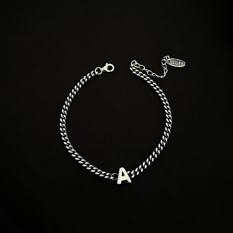 Sterling Silver 26 English Letter Bracelet Female Minority - Trendha