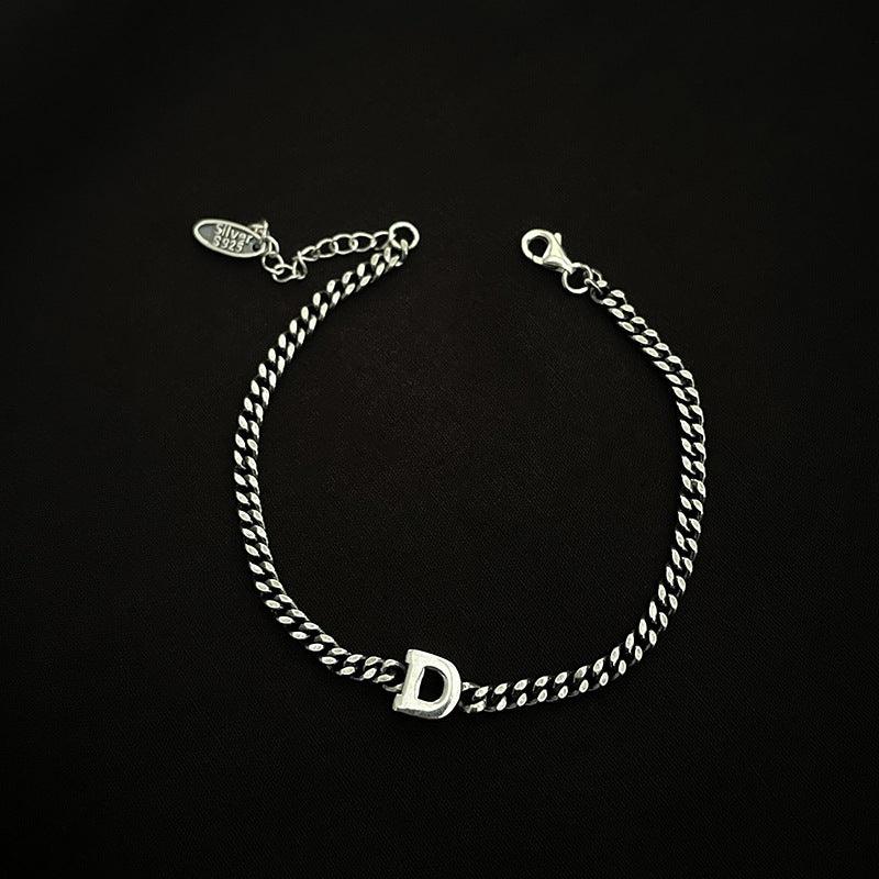 Sterling Silver 26 English Letter Bracelet Female Minority - Trendha