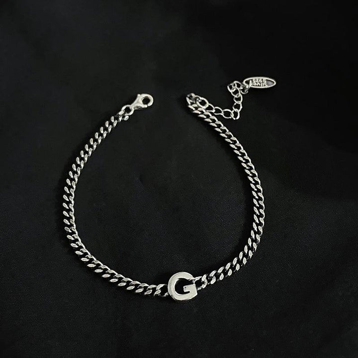 Sterling Silver 26 English Letter Bracelet Female Minority - Trendha
