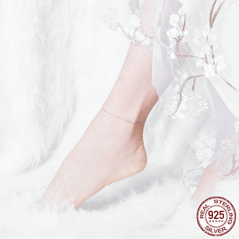 Sterling Silver Anklet Platinum Plated Simple Fashion - Trendha